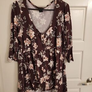 Torrid Maroon Floral Soft Tunic